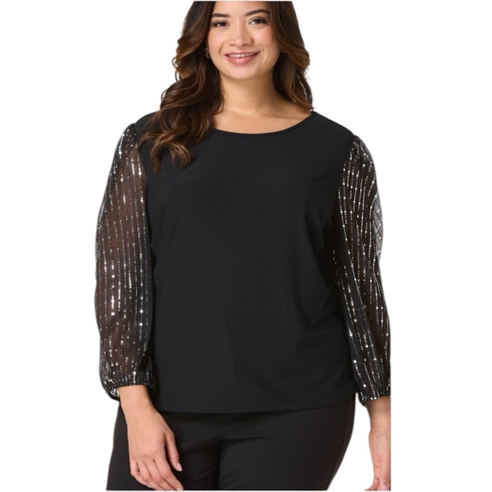 ❤️ A LOVE STORY sequin sleeve Party Blouse Size 3X